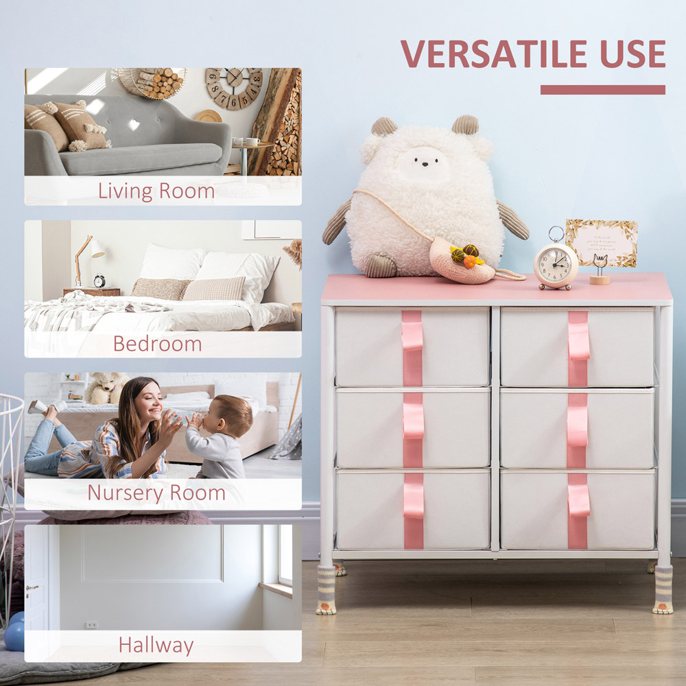 Portland 6 Drawer Pink Chest of Drawer Image 7