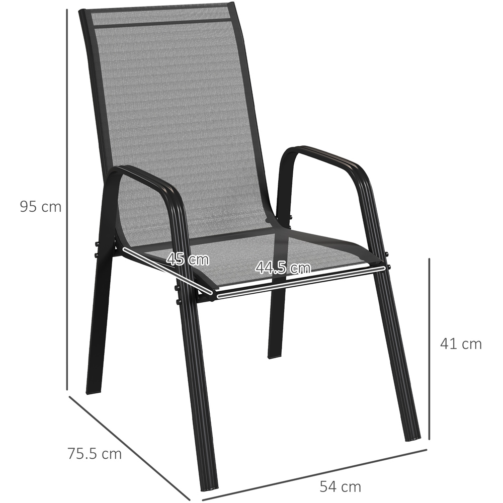 Outsunny Set of 4 Black Garden Dining Chair Image 9