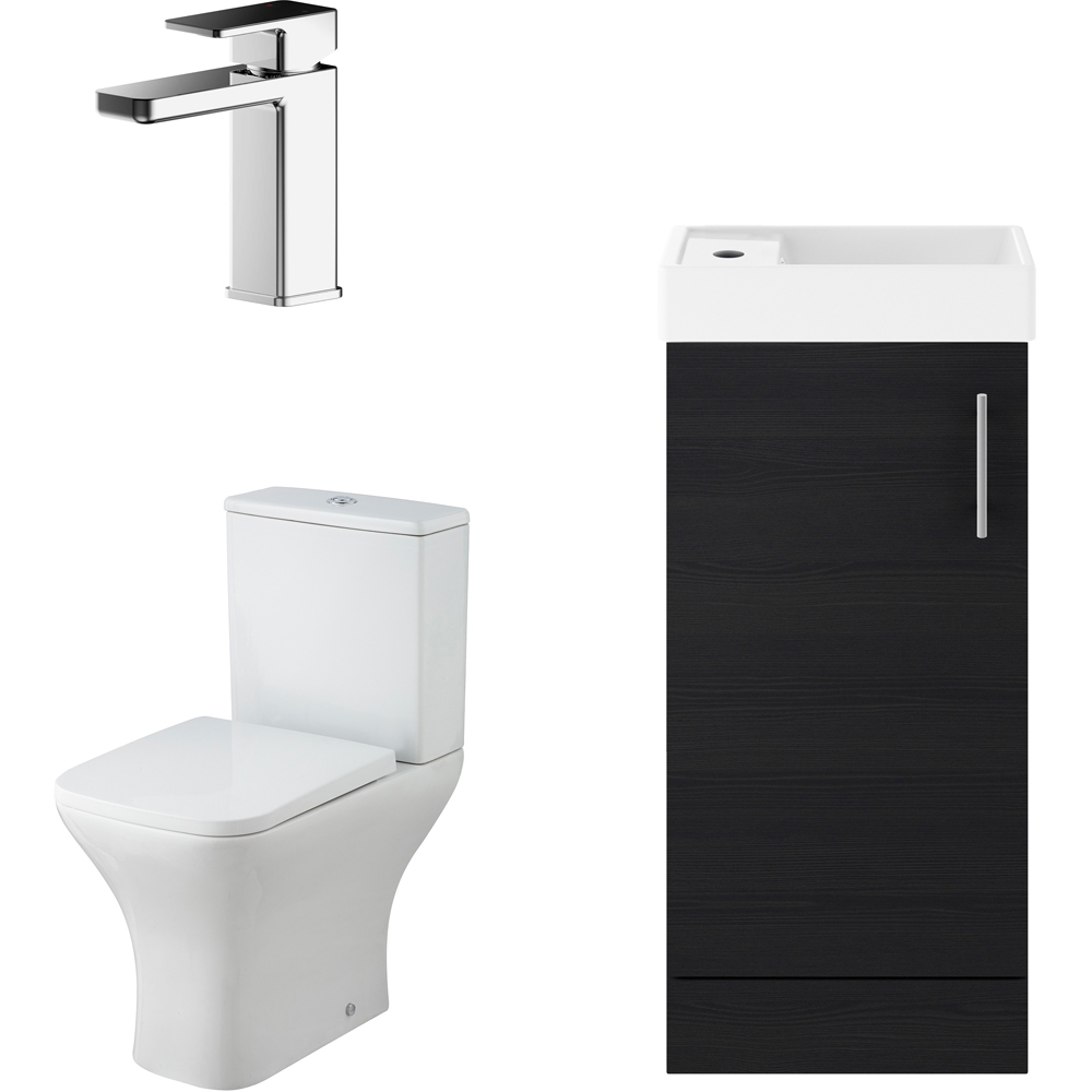 nuie Vault 400mm Charcoal Black Floor Standing Unit with WC and Tap Image 2