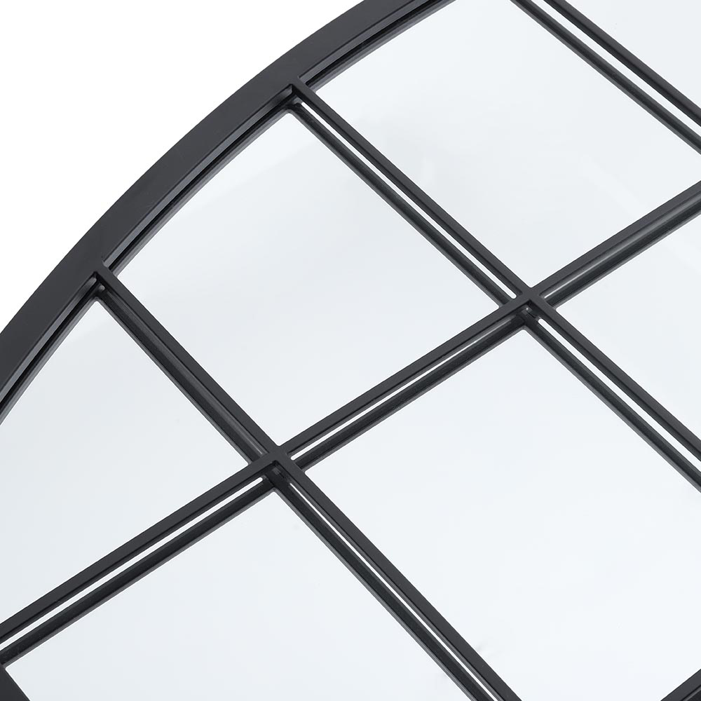 Living and Home Black Arched Wall Mirror with Metal Frame Image 3