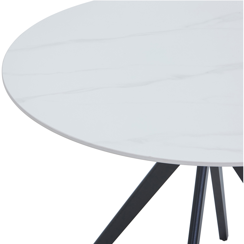 Core Products Aspen 4 Seater Round Dining Table Gloss White Sintered Stone and Black Image 3