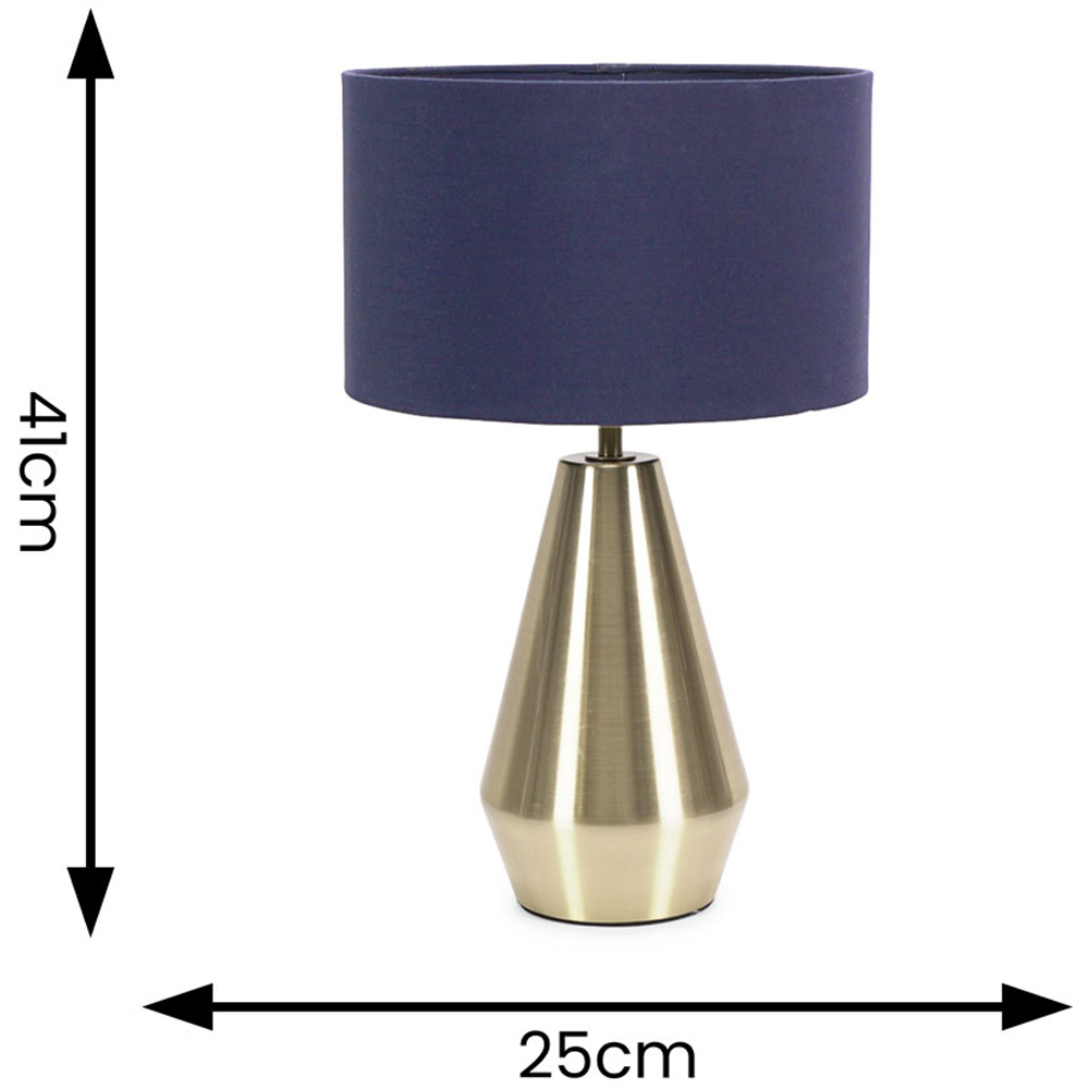 ValueLights Jax Navy Blue Shade Antique Brass Touch LED Table Lamp Image 6