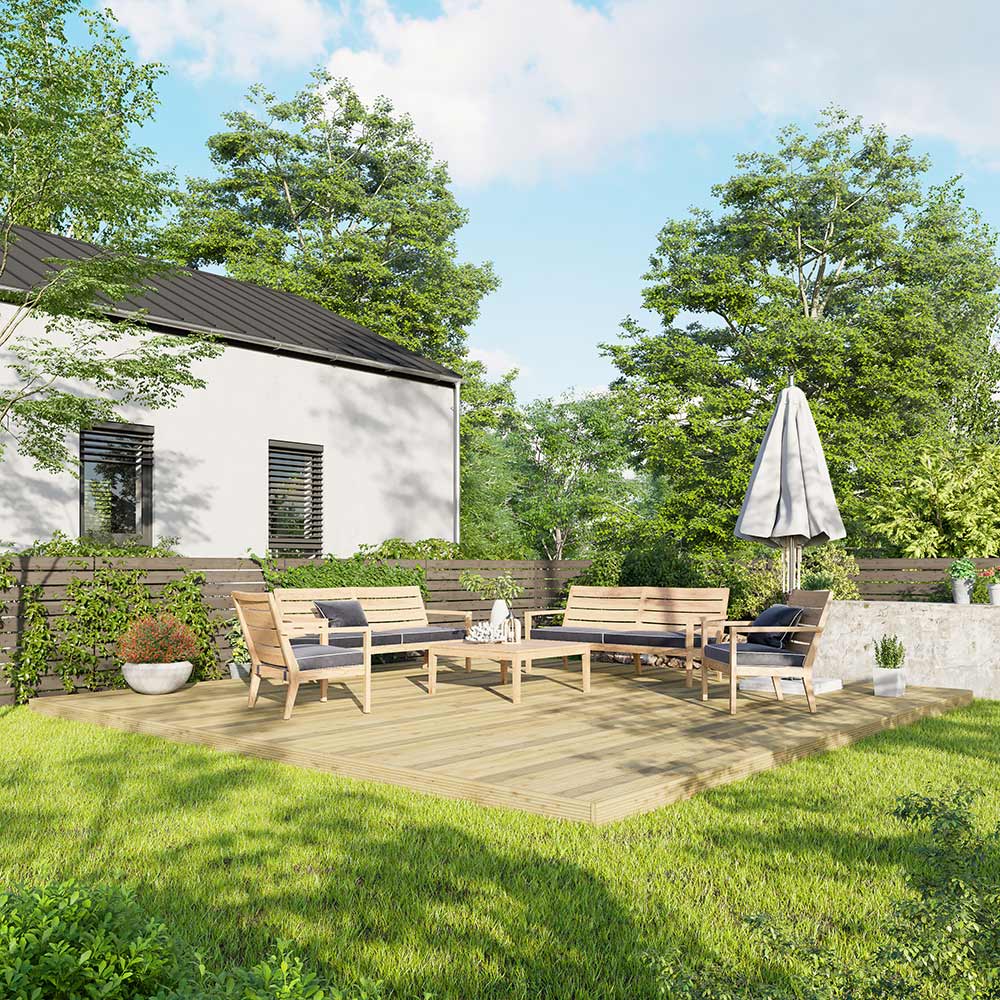 Power 18 x 18ft Timber Decking Kit With No Handrails Image 2