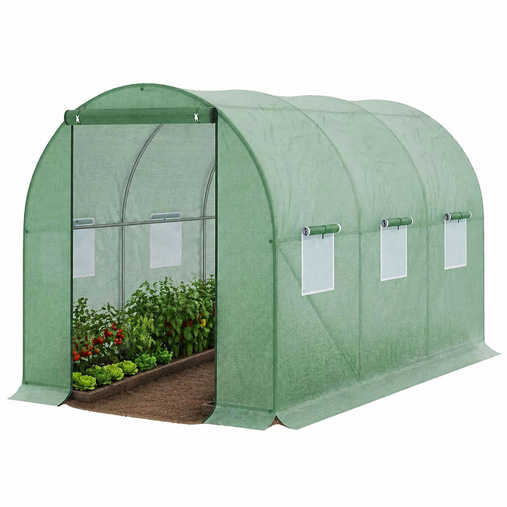 Neo Green Galvanised Steel Frame 6.6 x 9.8ft Walk-In Polytunnel Greenhouse Image 3