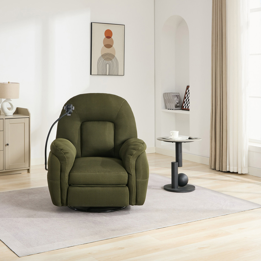 Milar Moss Green Reclining Chair with Phone Holder Image 4