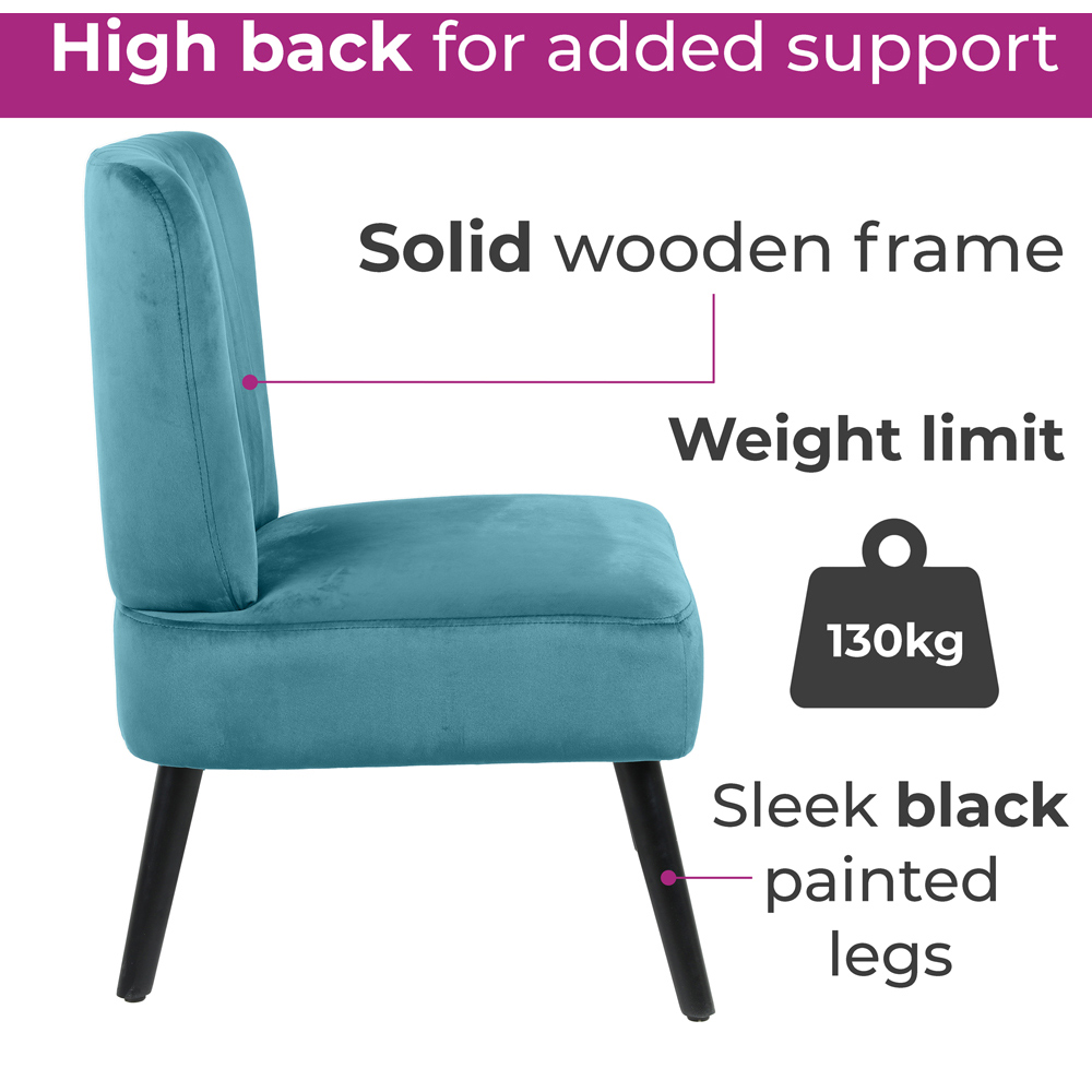 Neo Teal Velvet Shell Accent Chair with Black Legs Image 6