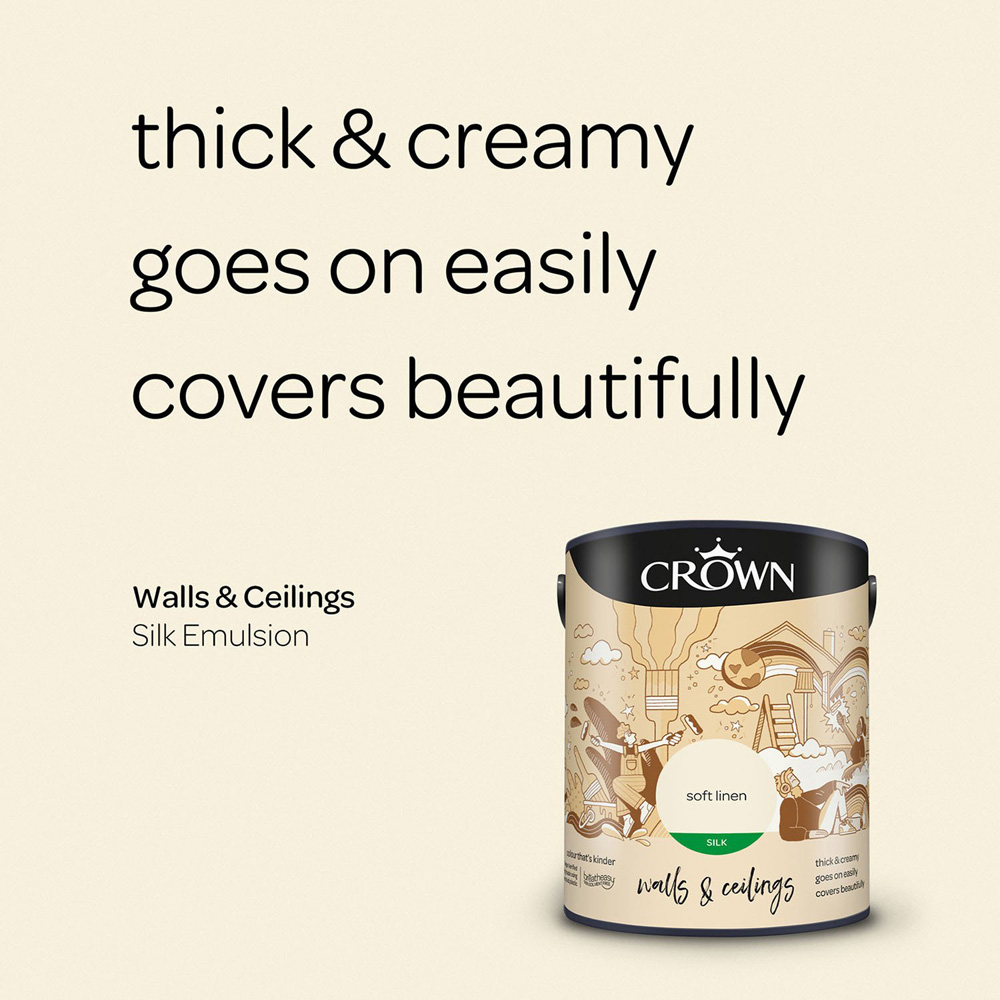 Crown Silk Emulsion Paint 5L - Soft Linen Image 9
