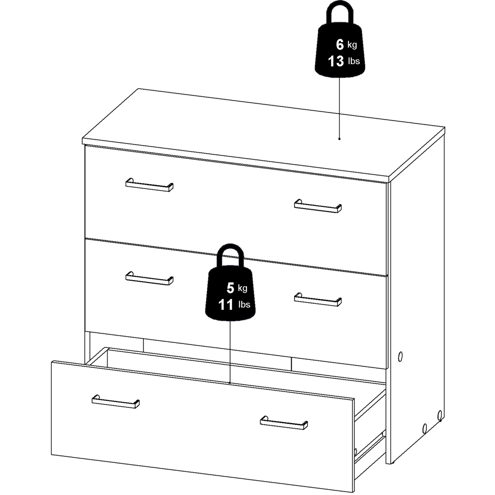 Florence Space 3 Drawer White Chest of Drawers Image 9