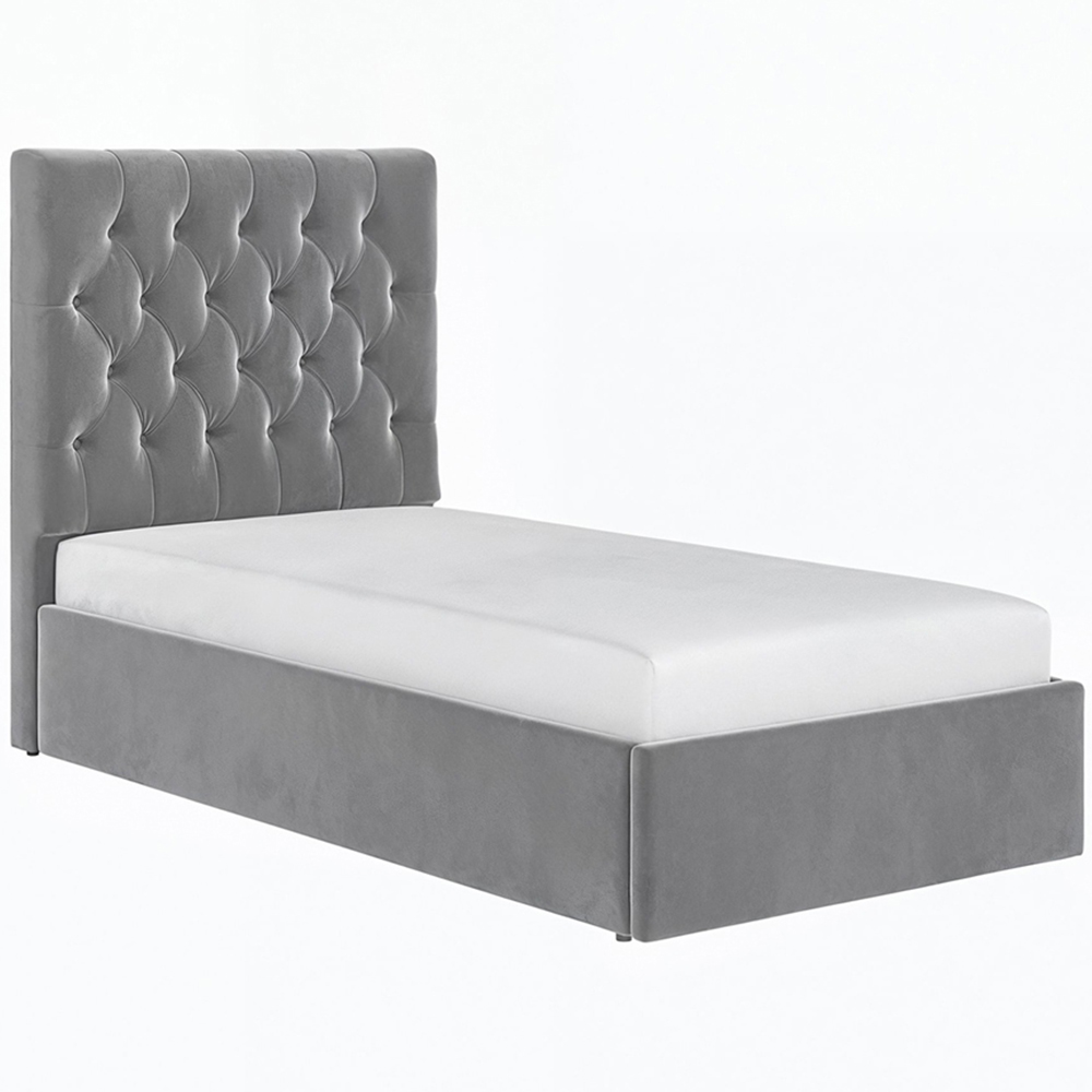 Flair Milan Single Grey Velvet Ottoman Bed Image 2