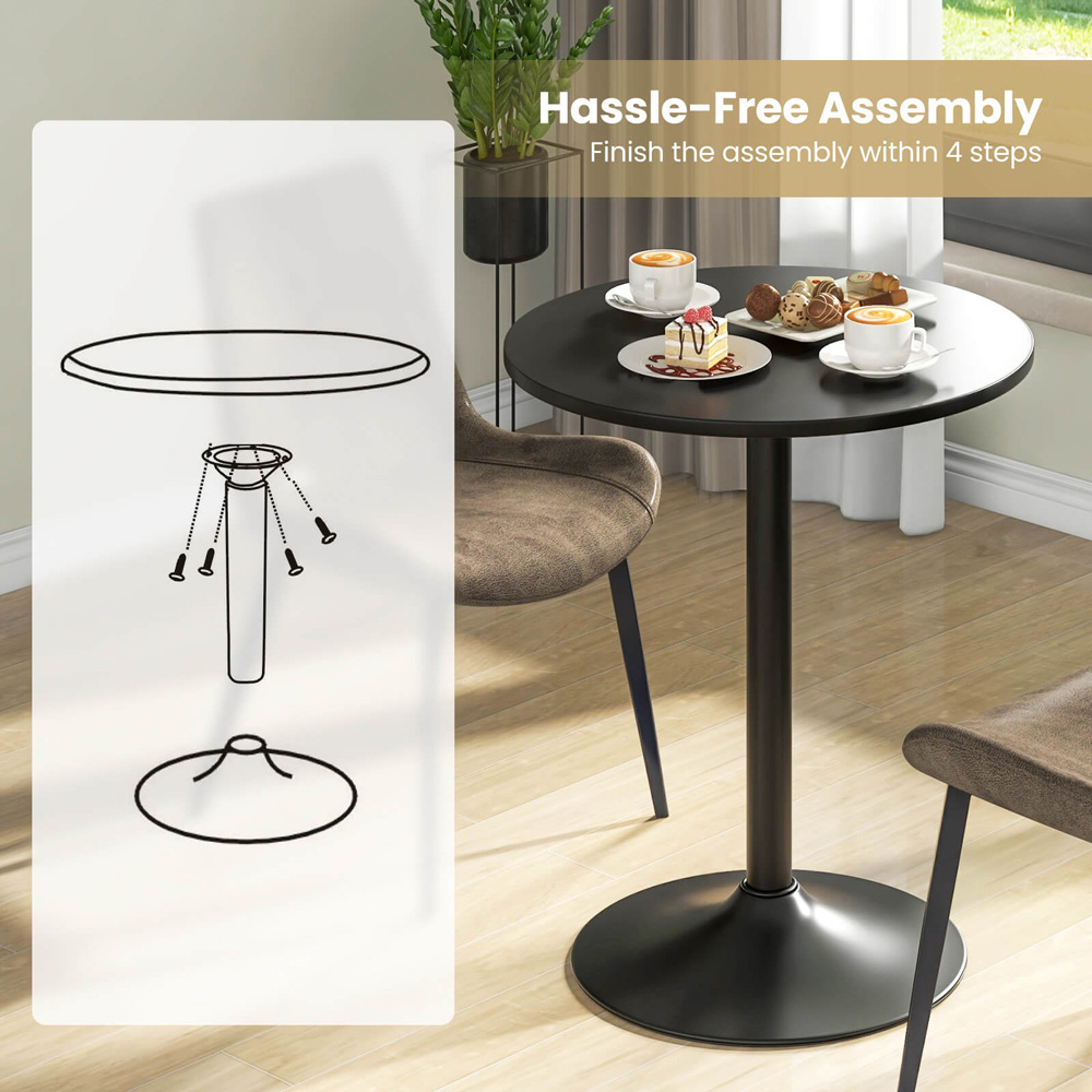 Costway 2 Seater Round Dining Table Black Image 6
