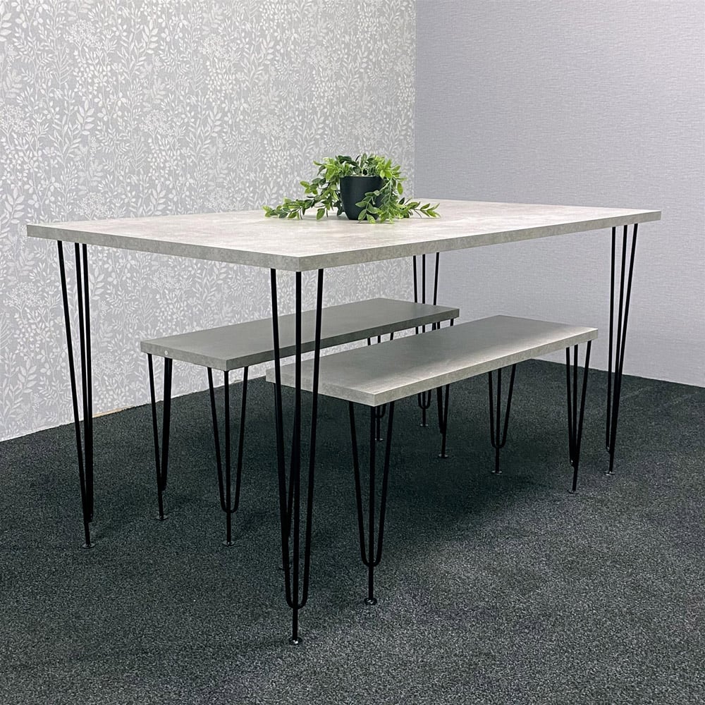 Kosy Koala 4 Seater Grey Dining Table Set with Benches Image 7