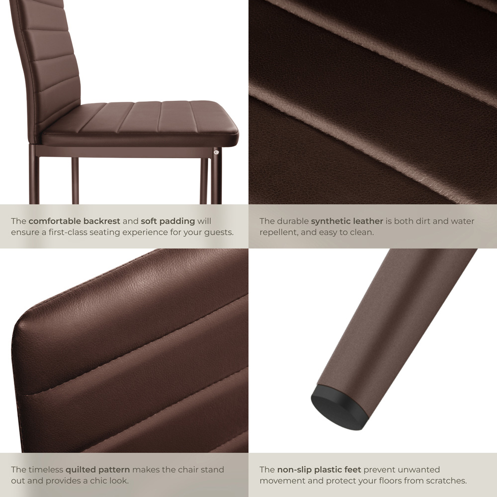 tectake Set of 6 Cappuccino High Backrest Padded Dining Chair Image 6