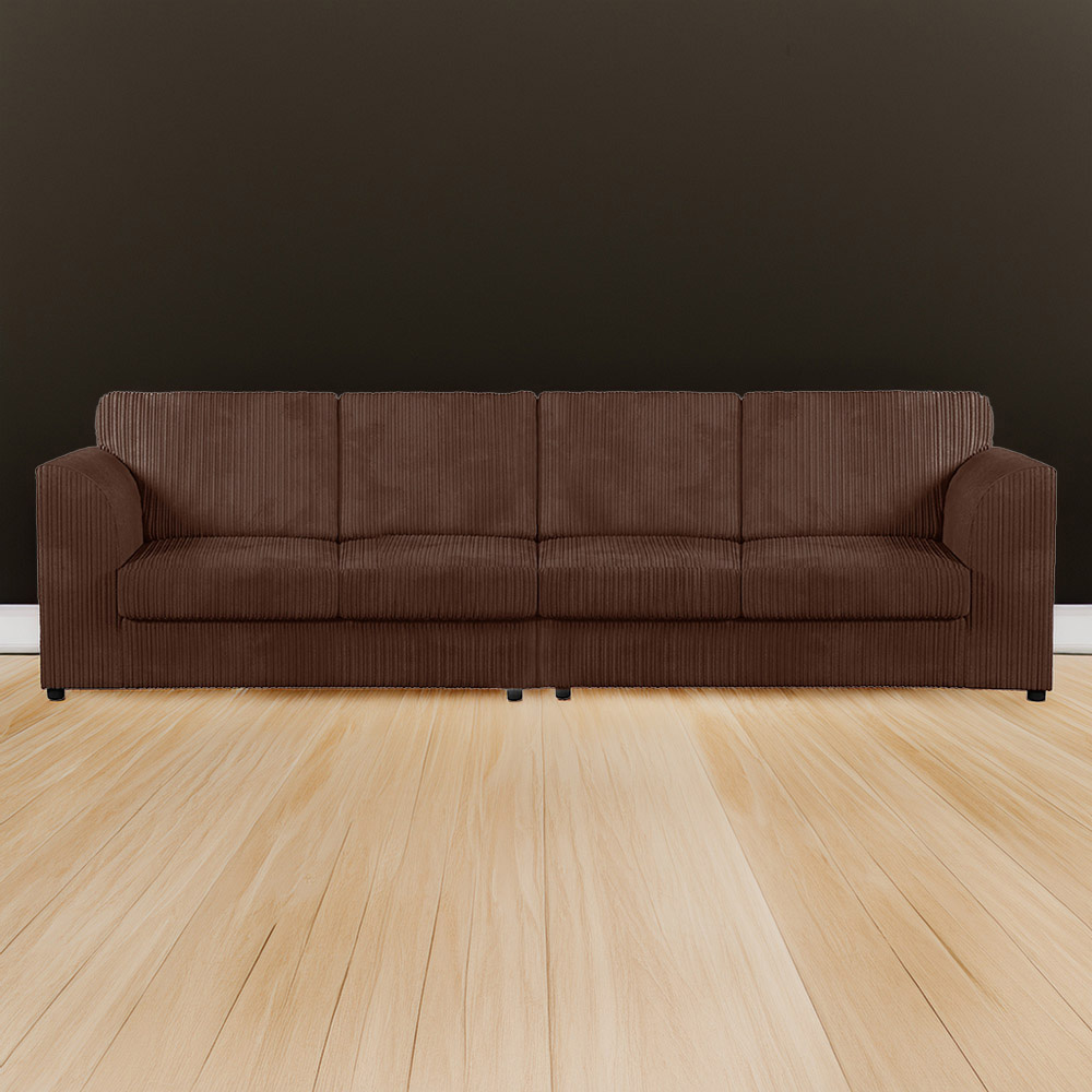 Luxor 4 Seater Chocolate Jumbo Cord Full Back Sofa Image 1