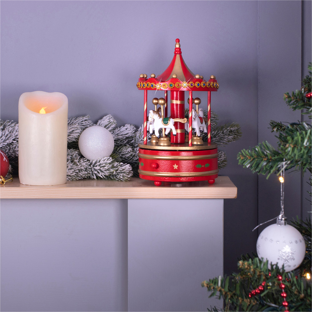 St Helens Multicolour Wooden Carousel Music Box Image 3