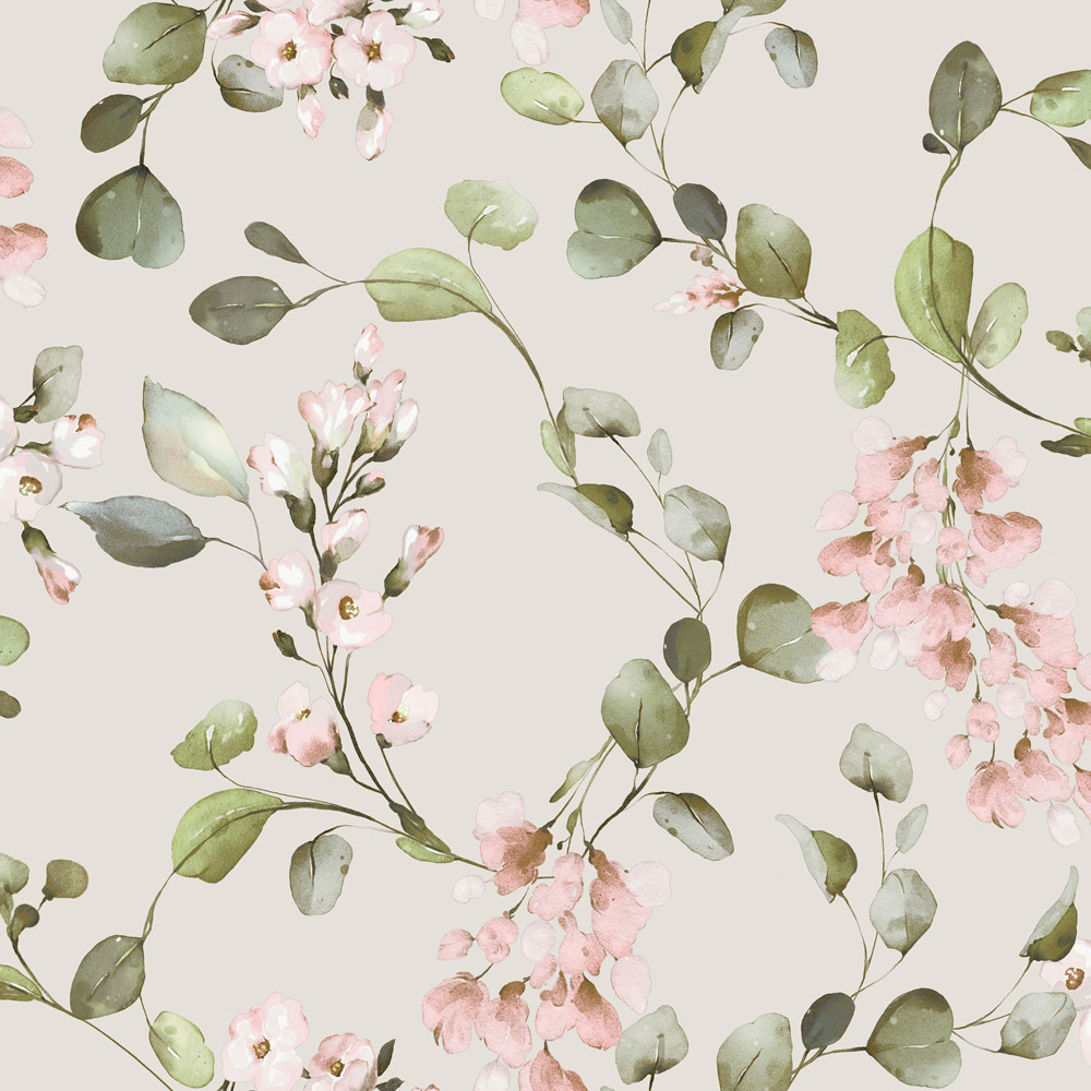 Rasch Rosalie Floral Cream and Pink Wallpaper Image 1