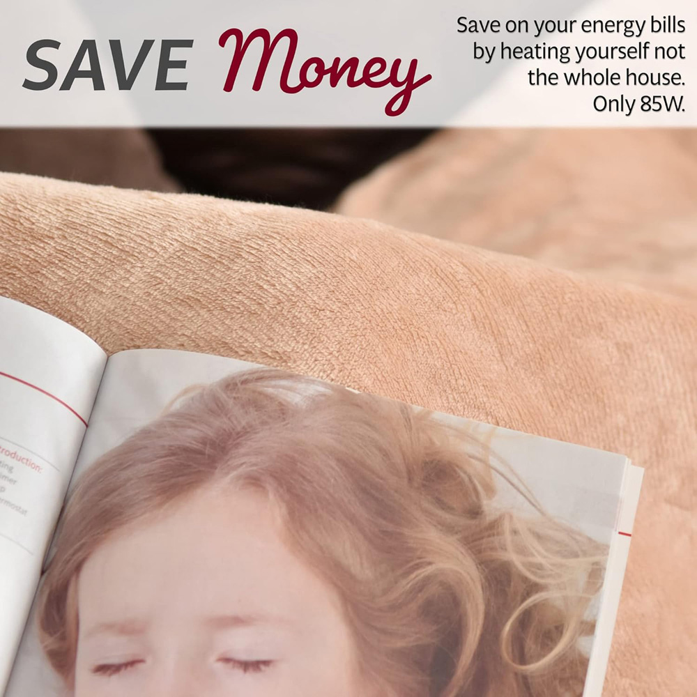 GlamHaus Toasted Almond Heated Blanket 160 x 130cm Image 8