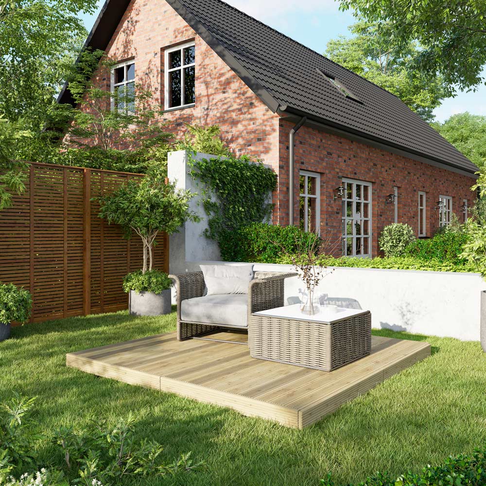 Power 8 x 8ft Timber Decking Kit With No Handrails Image 2