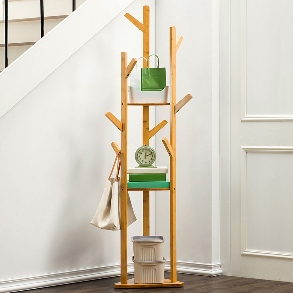 Living and Home 3-Tier Coat Rack Stand with Shelves Image 7