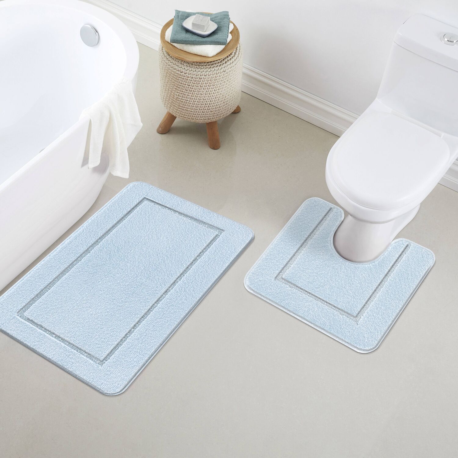 Chelsea 2 Piece Bath Mat Set - Sky Blue Image 3
