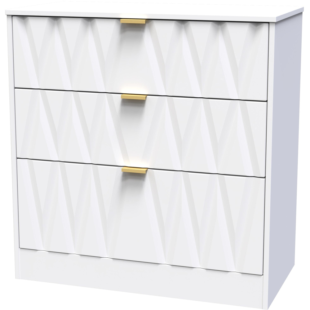 Crowndale Las Vegas 3 Drawer White Matt Deep Chest of Drawers Ready Assembled Image 2