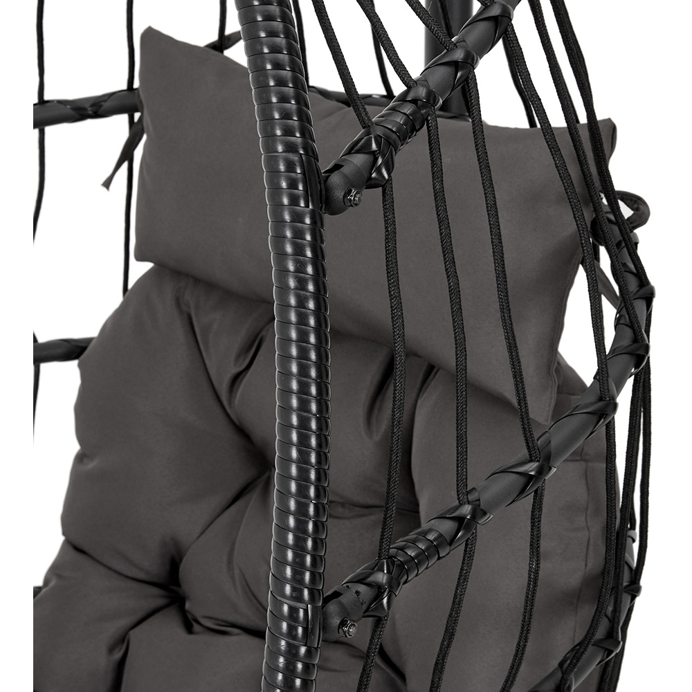 Living and Home Black Linear Wicker Hanging Egg Chair Image 6
