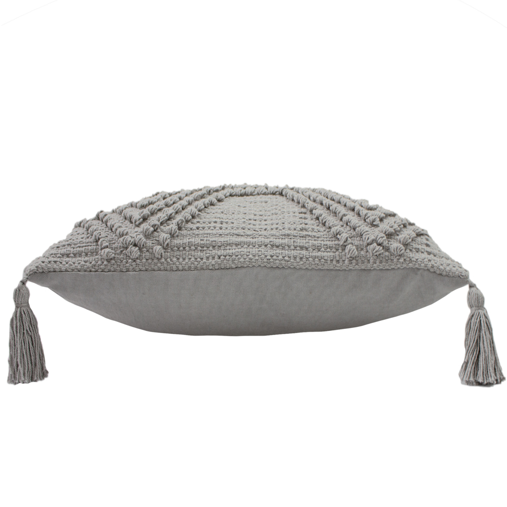 furn. Halmo Grey Woven Tasselled Cushion Image 3