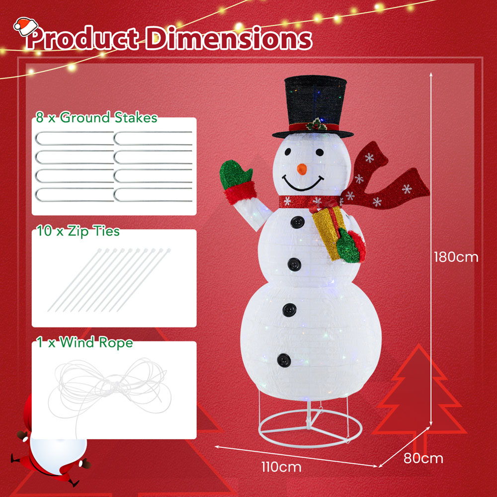 Costway LED Snowman Outdoor Christmas Decoration 6ft Image 9