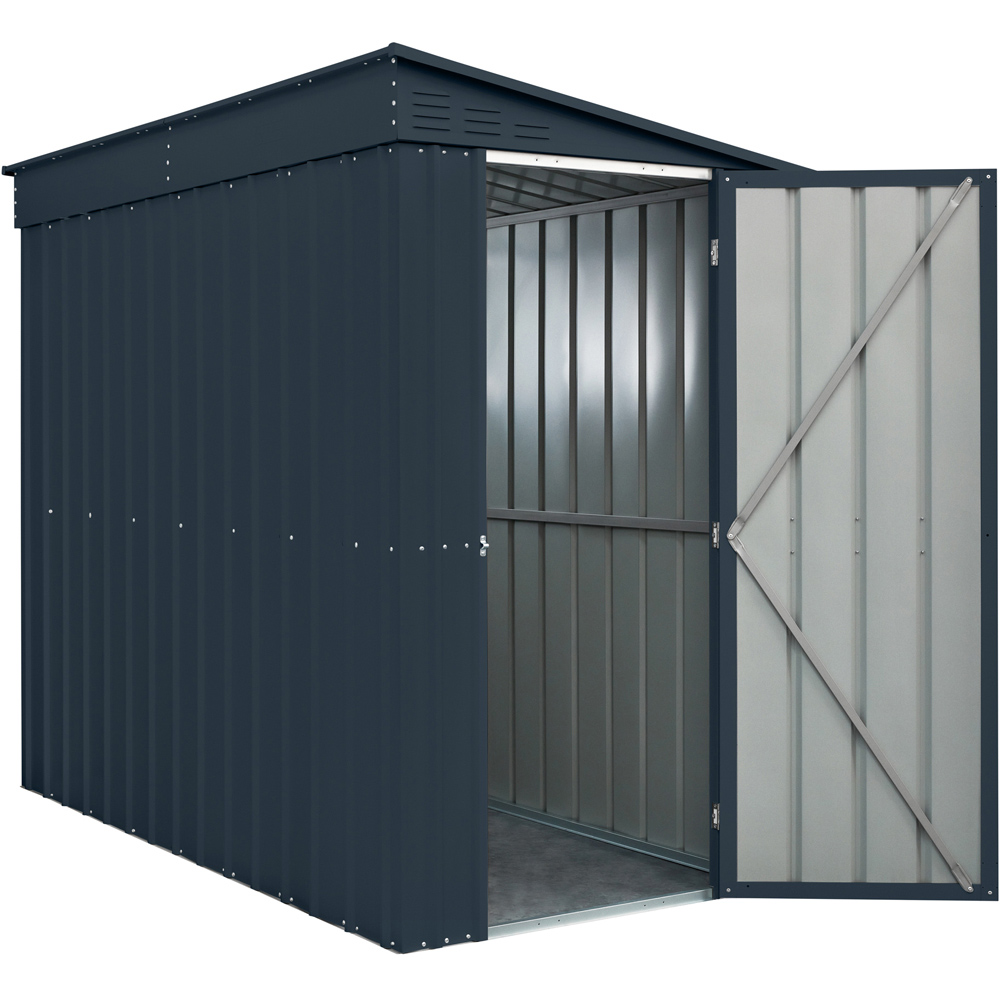 Globel 4 x 8ft Single Door Grey Metal Lean To Garden Shed Image 4