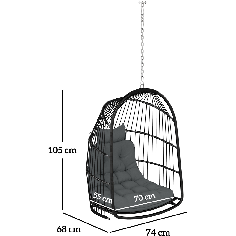 Outsunny Grey Rattan Indoor Outdoor Egg Chair with Installation Kit Image 9