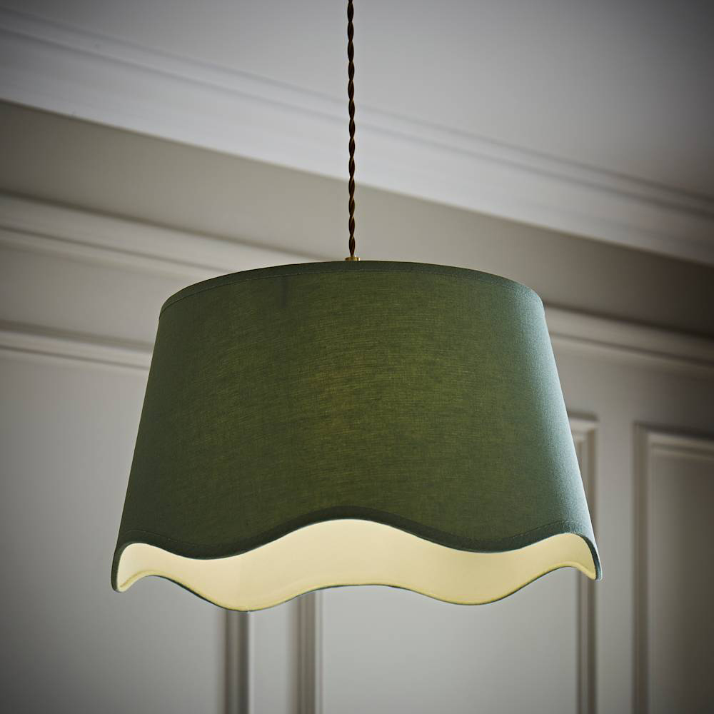 ValueLights Mabel Sage Linen Scallop Edge Large Lamp Shade Image 3