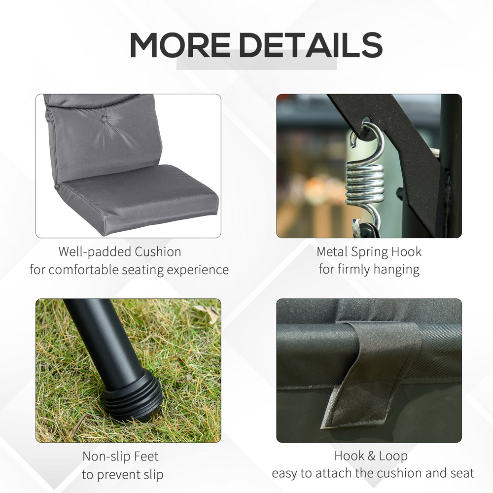 Outsunny 3 Seater Grey Garden Swing Chair with Canopy Image 5