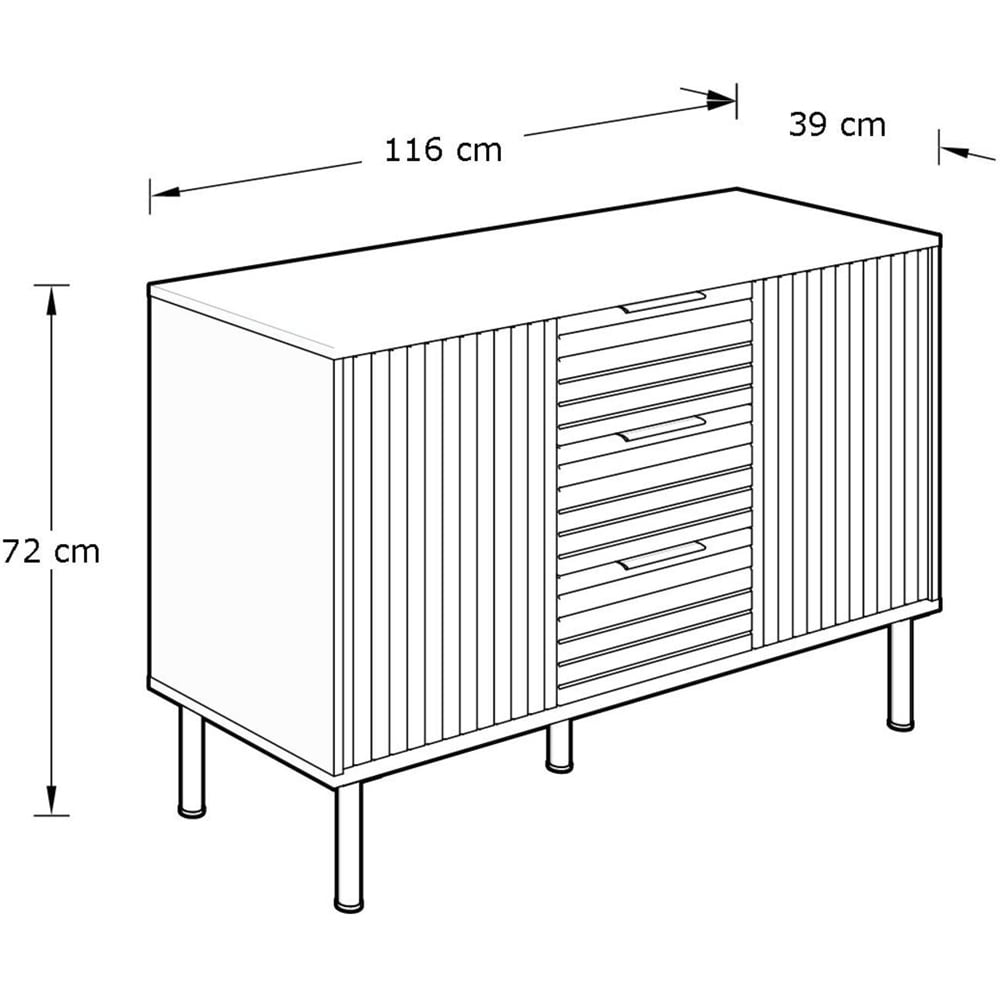 GFW Nervata 2 Door 3 Drawer Oak Sideboard Image 8