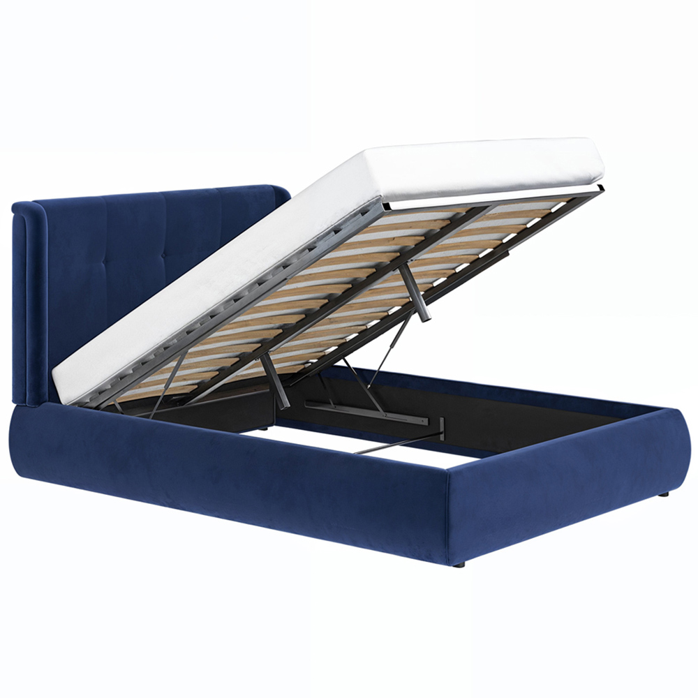 Solace+Co Monte Double Midnight Velvet Ottoman Bed with Winged Button Headboard Image 3