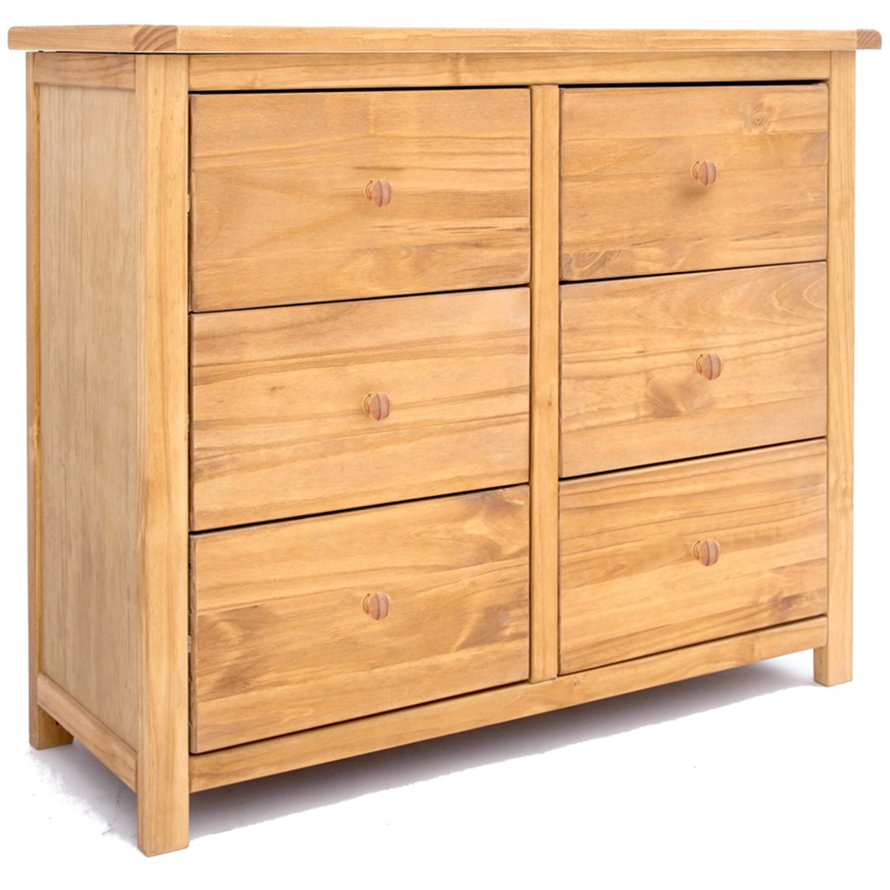 Cabinet Bits Lugo 6 Drawer Brown Wood Knob Chest of Drawers Image 2