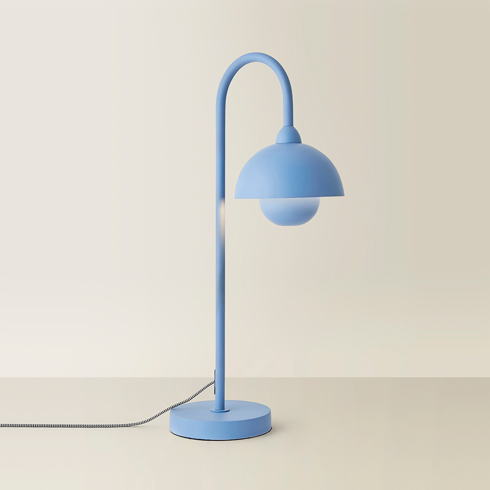 ValueLights Tilly Pastel Sky Blue Arched Dome Shade Metal LED Table Lamp Image 5