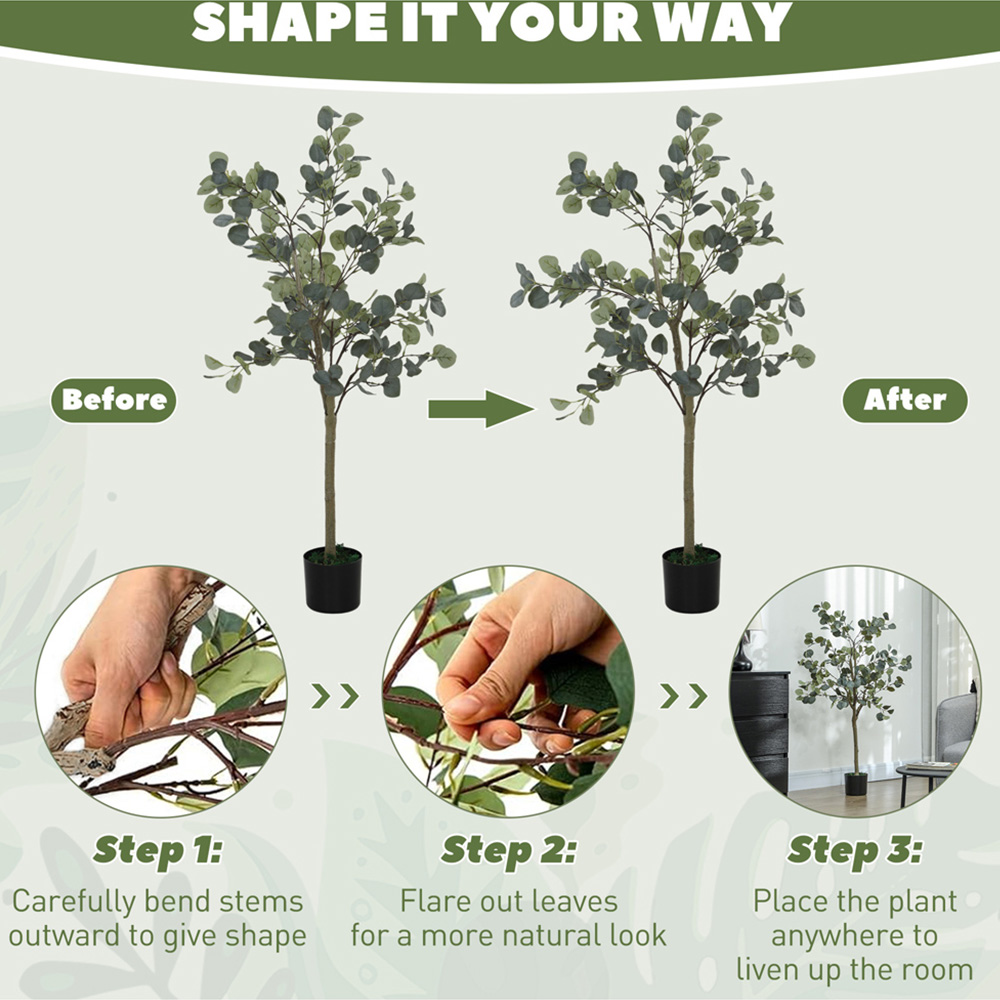 Portland Artificial Silk Eucalyptus Plant 150cm Image 6