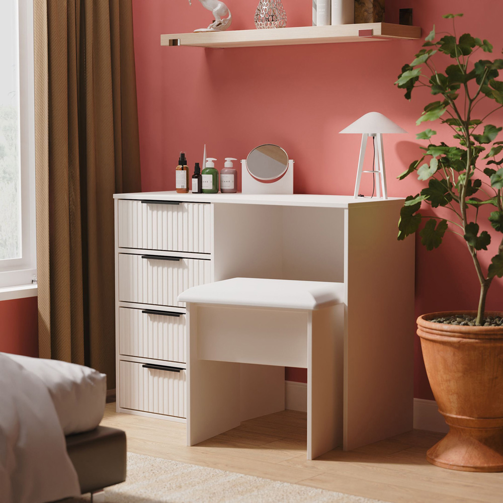 Crowndale Fluted 4 Drawer Kashmir Matt Vanity Dressing Table Ready Assembled Image 8