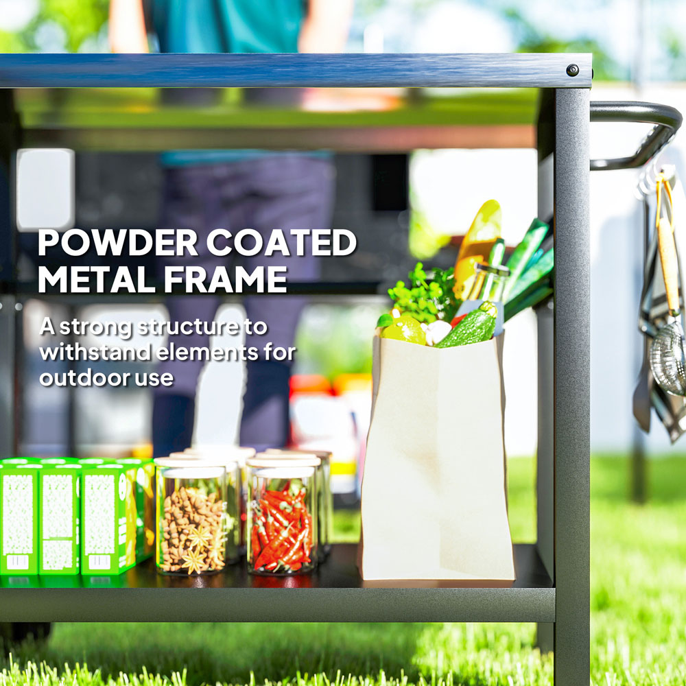 Outsunny Charcoal Grey Barbecue Table with Shelf Image 7