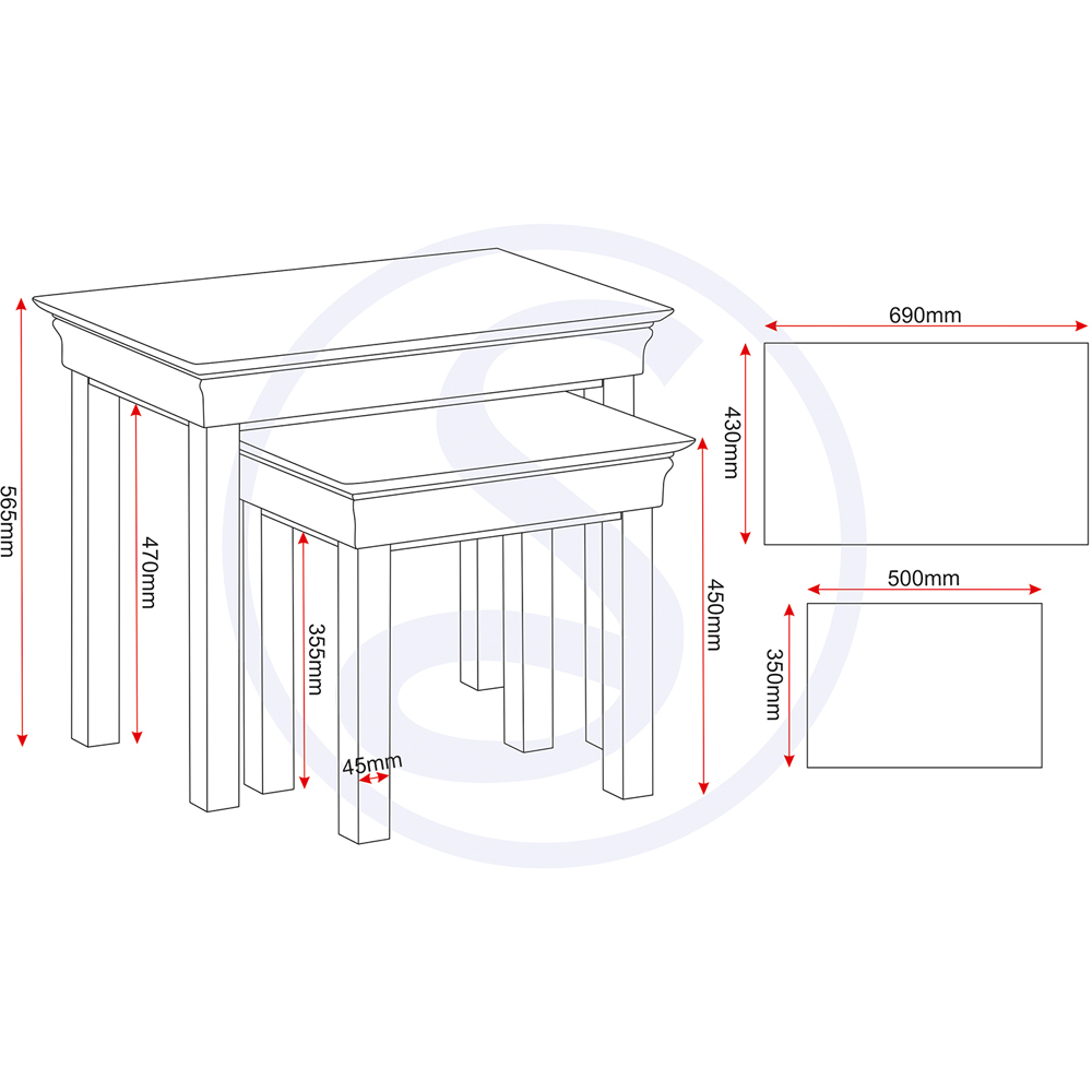 Seconique Bordeaux Ivory and Oak Nest of Tables Set of 2 Image 8