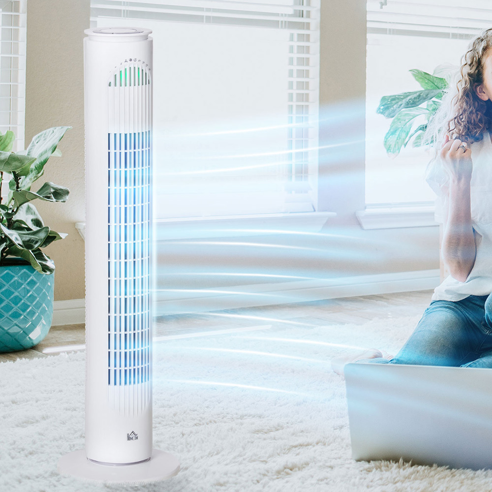 HOMCOM White Tower Fan 30 inch Image 2