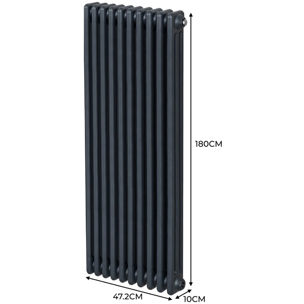 Monster Shop 6596 BTU Anthracite Grey Traditional 3 Column Radiator 1800 x 472mm Image 6