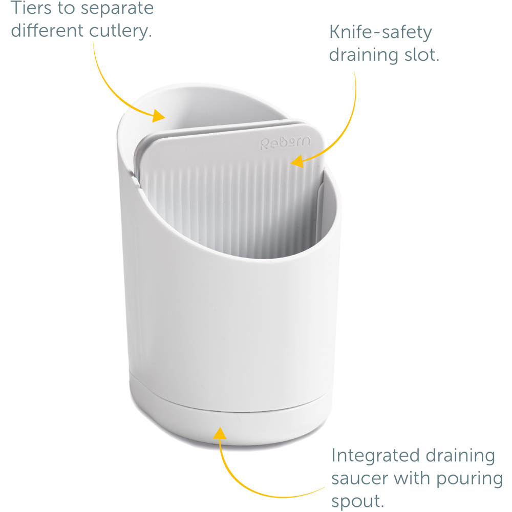 ReBorn Stone Effect Compact Plastic Cutlery Drainer with Knife Safety Slot Image 8