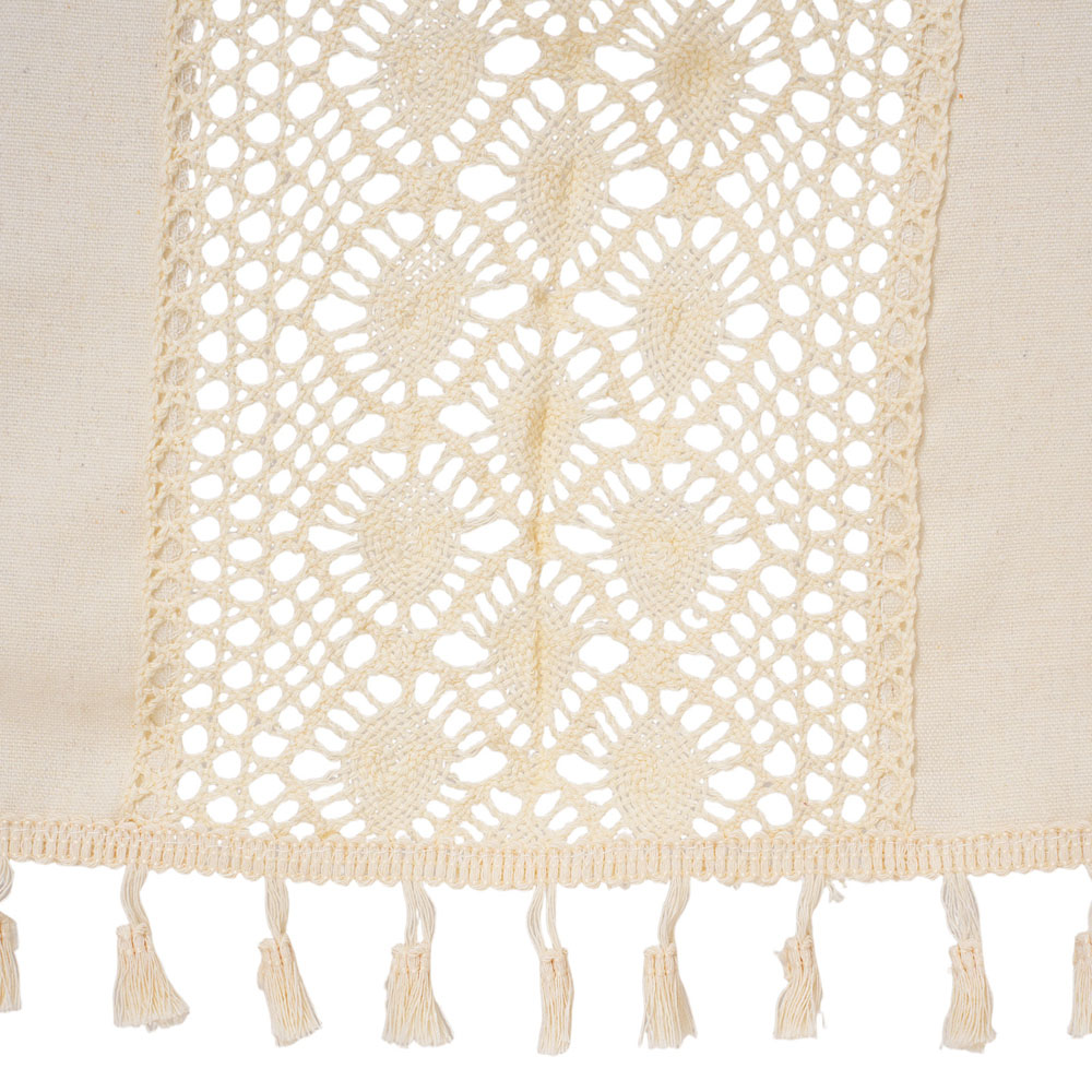 Living and Home Beige Bohemian Semi Sheer Diamond Pattern Curtain 300 x 150cm Image 5