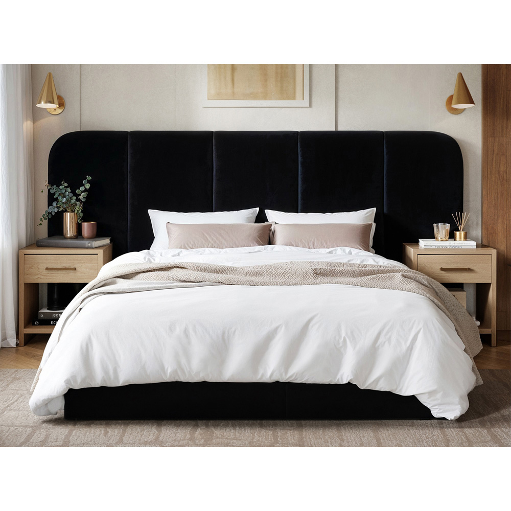 Solace+Co Sienna Double Black Velvet Ottoman Storage Bed Image 5