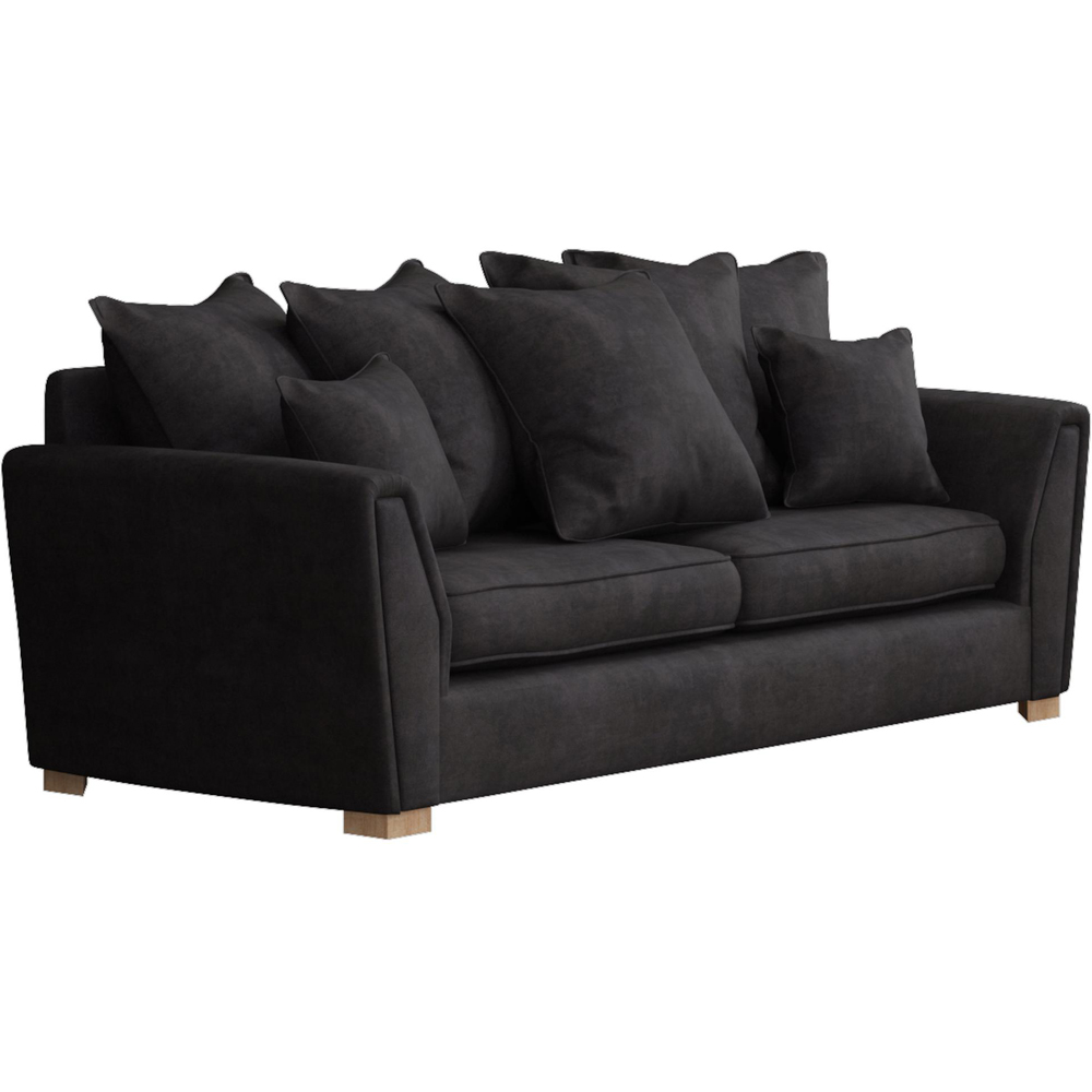 Wendleberry 3 Seater Ebony Plush Velvet Scatter Back Sofa Image 3