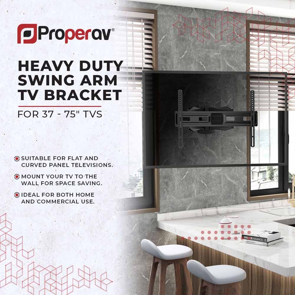 Properav Black Heavy Duty Swing Arm TV Wall Bracket 37 to 75 inch Image 3