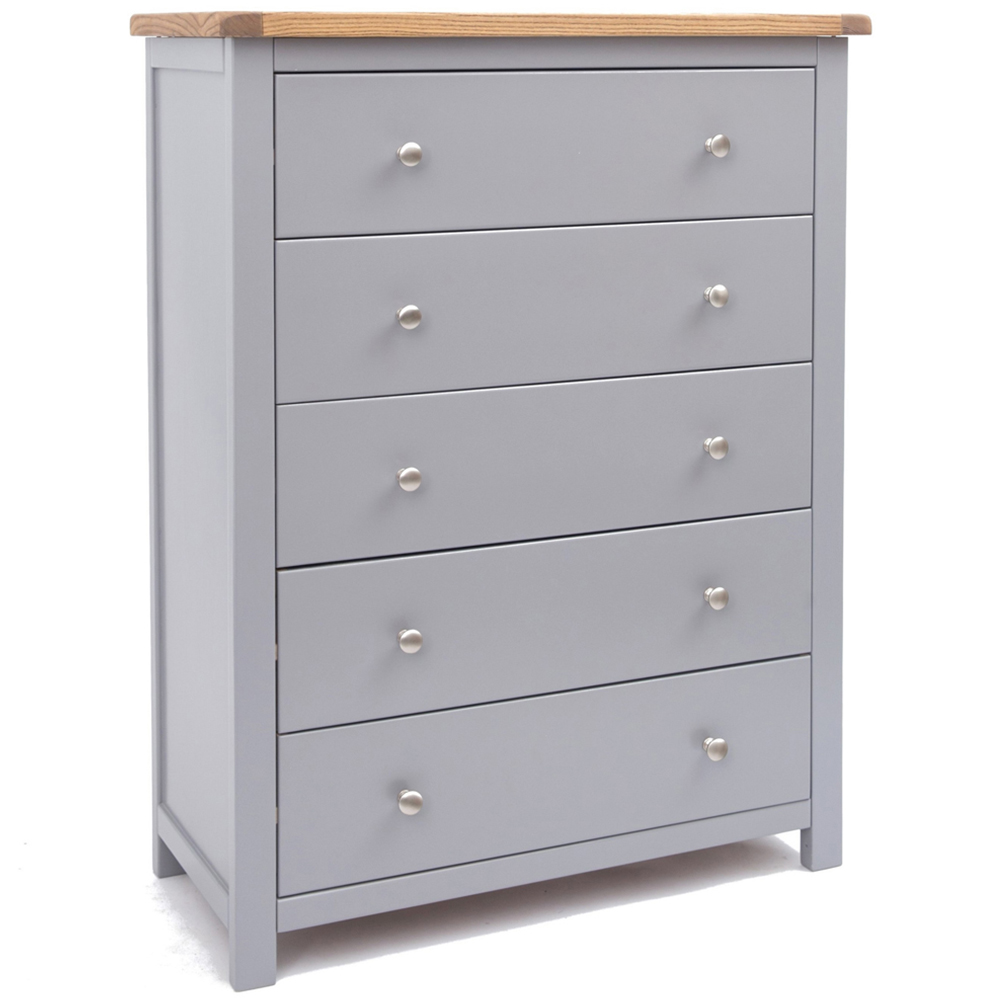 Cabinet Bits Mirano 5 Drawer Grey Chrome Knob Chest of Drawers Image 3