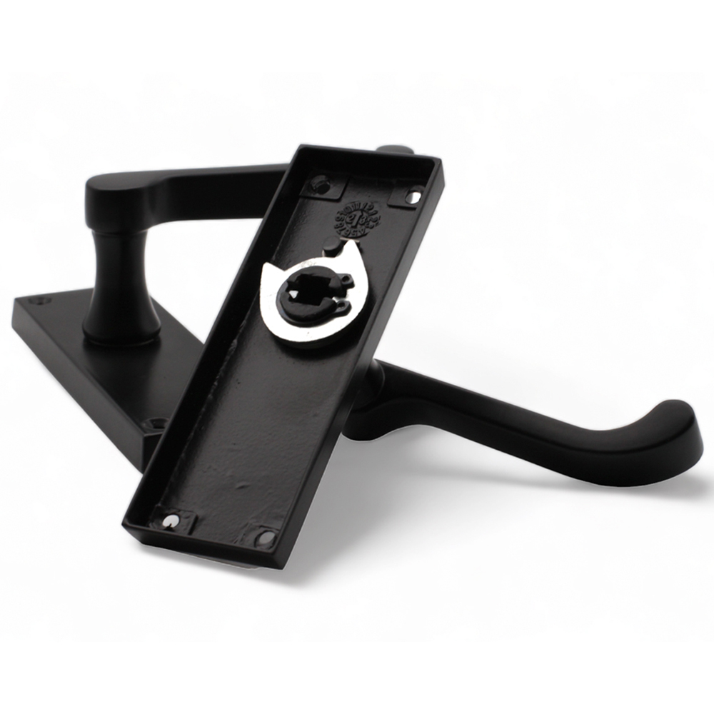 Spira Brass Victorian Matt Black Scroll Latch Lever Door Handle 2 Pack Image 3