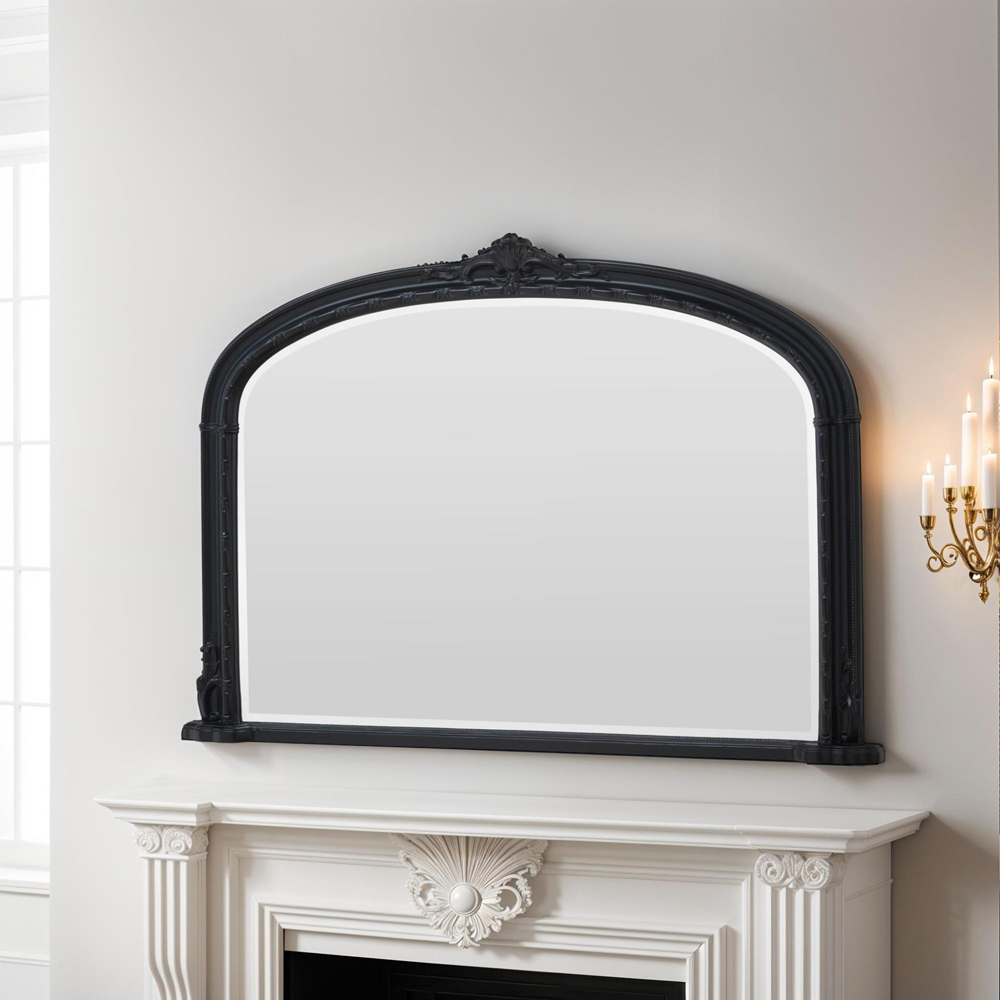 Yearn Victoria Bevelled Black Overmantle Mirror 89 x 127cm Image 5