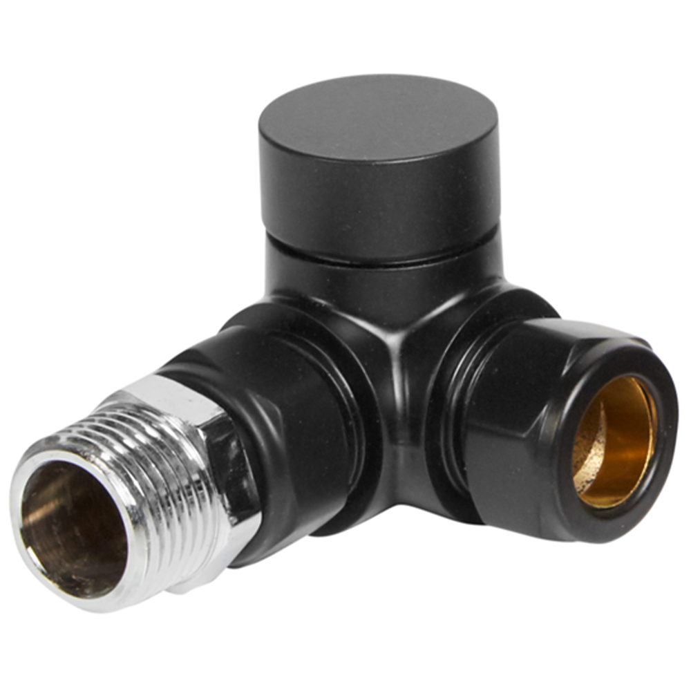 Towelrads Black Corner TRV and Lockshield Set 15mm x 1/2inch Image 2